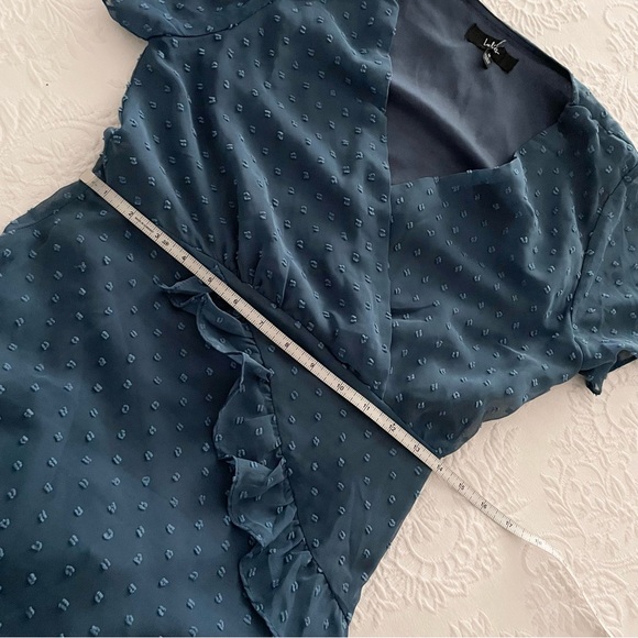 Lulu's Blue Ruffle Midi Dress - Picture 6 of 7